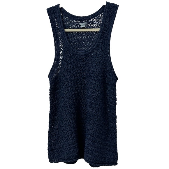 Aerie Women's Blue Crochet Chunky Open Knit Racerback Sweater Tank Top  Sz‎ S - Picture 1 of 5